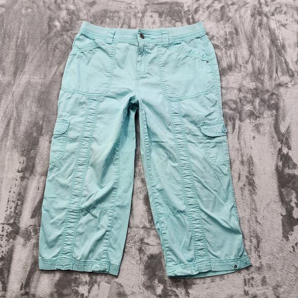 Style&Co Pant Womens 10 Blue Mid Rise Straight Cargo Capri Outdoor Hiking Casual - Picture 1 of 12